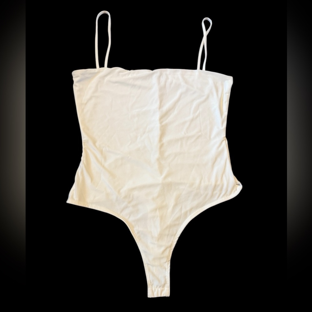 Bodysuit thong Spaghetti strap, Ivory snap closure XL